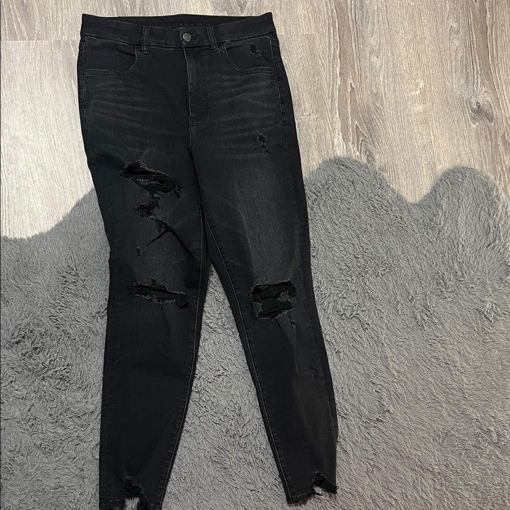 American Eagle Outfitters Black Distressed Skinny Jeans